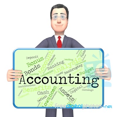 Accounting Words Indicates Balancing The Books And Accountant Stock Image