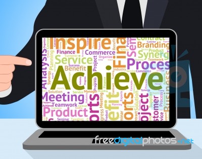 Achieve Word Means Achieving Improvement And Victory Stock Image