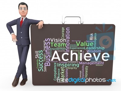 Achieve Words Means Succeed Wordcloud And Text Stock Image