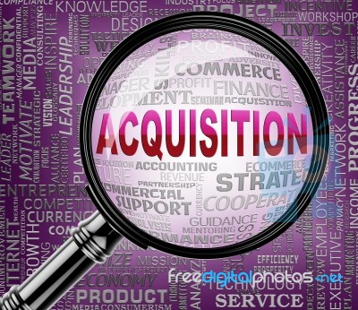 Acquisition Magnifier Represents Procuring Procurement 3d Render… Stock Image