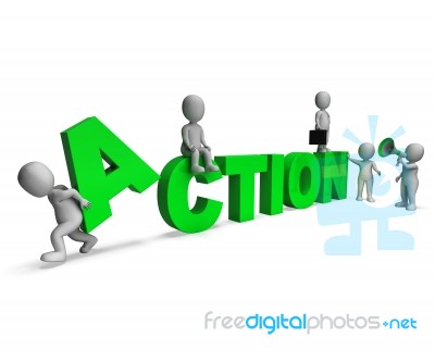 Action Characters Shows Motivated Proactive Or Activity Stock Image