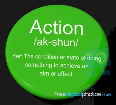 Action Definition Button Stock Image