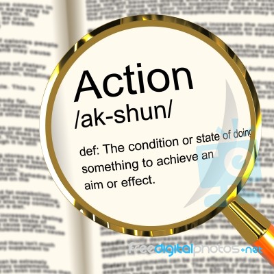 Action Definition Magnifier Stock Image