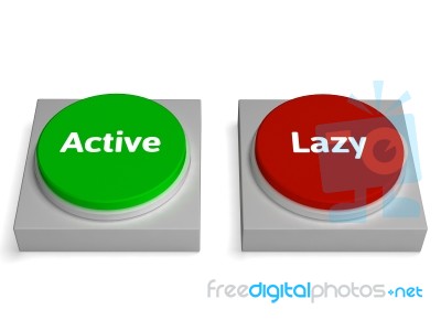 Active Lazy Buttons Shows Action Or Inaction Stock Image