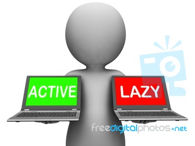 Active Lazy Laptops Show Action Or Inaction Stock Image