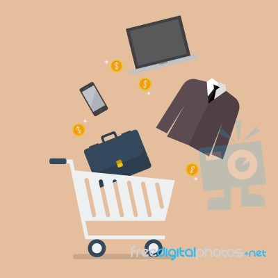 Add Men Clothing And Accessories Into Cart Stock Image