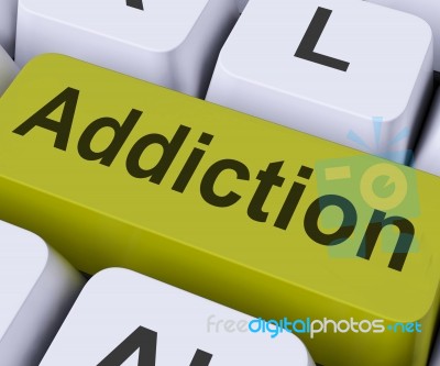 Addiction Key Means Obsession
 Stock Image
