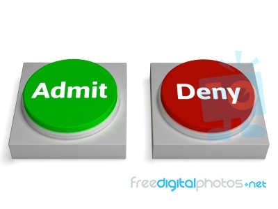Admit Deny Buttons Shows Access Stock Image