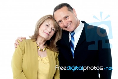 Adroable Love Senior Couple Posing Stock Photo