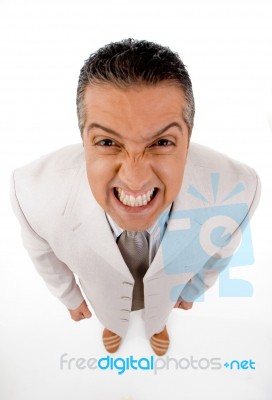 Adult Manager Grinding His Teeth Stock Photo