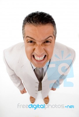 Adult Manager Grinding His Teeth Stock Photo