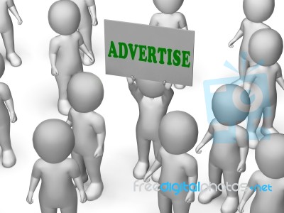 Advertise Board Character Means Marketing Strategy Or Business A… Stock Image