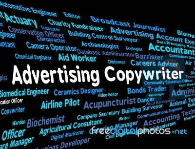 Advertising Copywriter Indicates Promotional Advertise And Writi… Stock Image