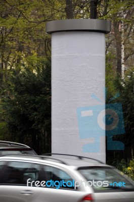 Advertising Pillar With Traffic Stock Photo