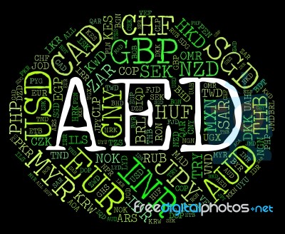 Aed Currency Indicates United Arab Emirates And Banknotes Stock Image