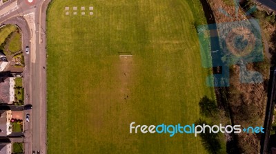 Aerial Football Field Stock Photo