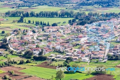 Aerial View Of Greek Town Vlachata Stock Photo