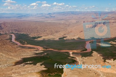 Aerial View Of The Colorado River Area Stock Photo