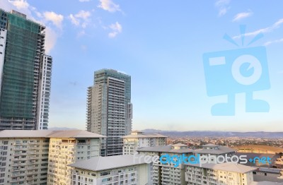 Aerial View Of The Skyline Of Manila, Philippines Stock Photo