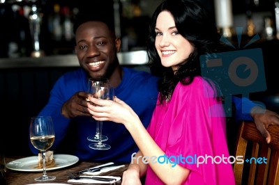 Affectionate Couple In A Bar Stock Photo
