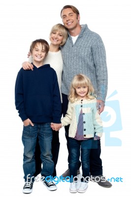 Affectionate Family With Children At Studio Stock Photo
