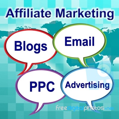 Affiliate Marketing Represents Join Forces And Associate Stock Image