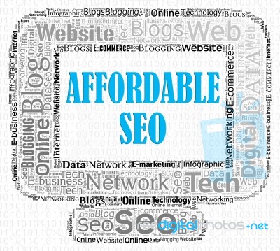 Affordable Seo Indicates Cut Price And Cheap Stock Image