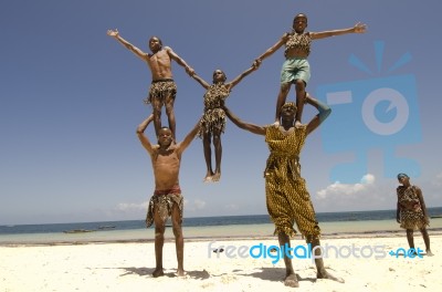 African Acrobats Stock Photo