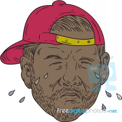 African-american Rapper Crying Drawing Stock Image