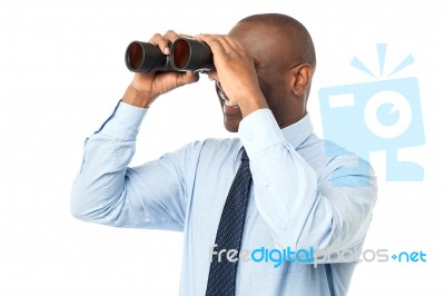 African Male Using Binocular Stock Photo