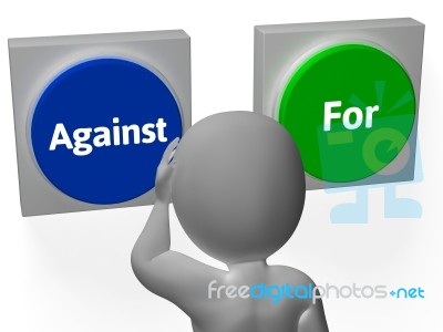 Against For Buttons Show Evaluate Or Confused Stock Image