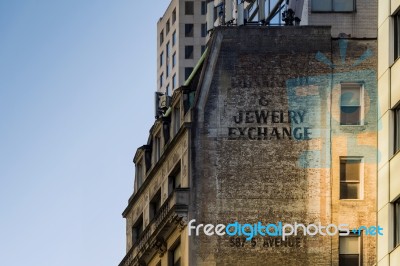 Aged Brick Wall In New York Stock Photo