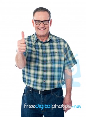 Aged Man Showing Thumbs up Stock Photo