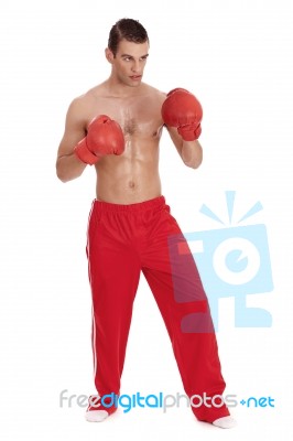 Aggressive Boxing Man Stock Photo
