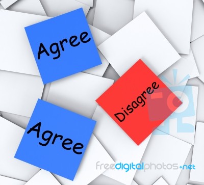 Agree Disagree Post-it Notes Mean Opinion And Point Of View Stock Image
