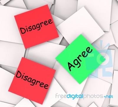 Agree Disagree Post-it Notes Show In Favor Of Or Against Stock Image