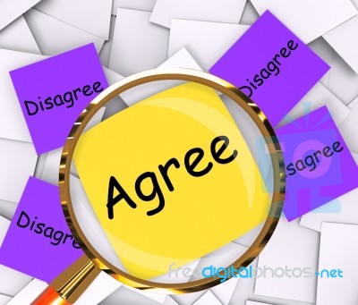 Agree Disagree Post-it Papers Mean Opinion Agreement Or Disagree… Stock Image
