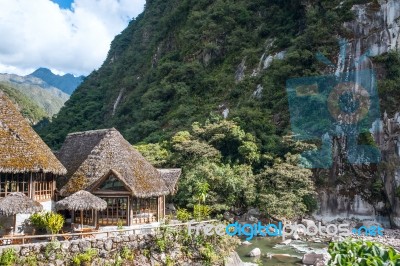 Aguas Calientes, The Town And Railway Station At The Foot Of The… Stock Photo