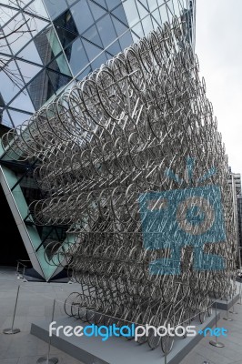 Ai Weiwei's New Forever Sculpture  Outside London's Gherkin Buil… Stock Photo