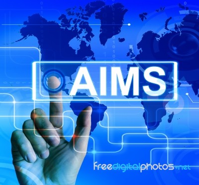 Aims Map Displays International Goals And Worldwide Aspirations Stock Image