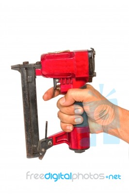Air Nailer Or  Nail Gun, Carpenter Tools Stock Photo