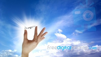 Air Transport With Blue Sky Stock Photo