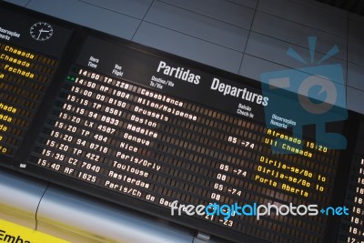 Airport Display Panel Stock Photo