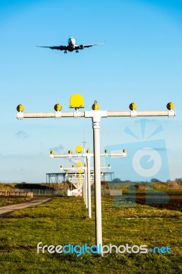 Airport Landing Lights Stock Photo