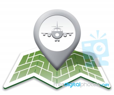 Airport Map Represents Landing Strip And Airfield Stock Image
