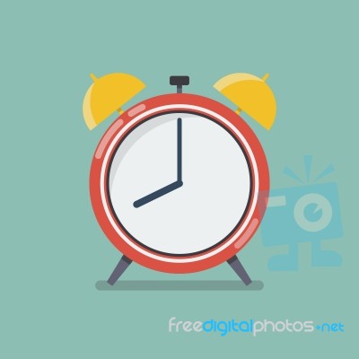 Alarm Clock In Flat Style Stock Image