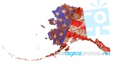Alaska State Map Flag Pattern Stock Image