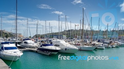 Albufeira, Southern Algarve/portugal - March 10 : View Of Yachts… Stock Photo