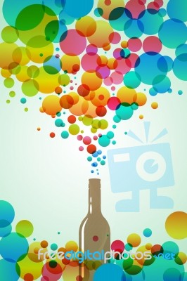 Alcoholic Bottle With Bubbles Stock Image
