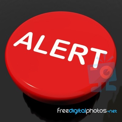 Alert Button Shows Danger Warning Or Beware Stock Image